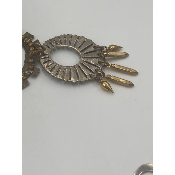 Lulu Frost Designer Signed Blue Crystal Chunky Statement Gold Tone Necklace - Picture 8 of 10